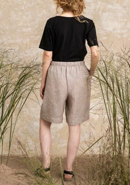 Linen shorts light warm grey/striped